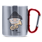 Da Oid Sinzer Musikinstrumente Edelstahl Kaffeetasse roter Karabiner 320ml Kitzstein Front